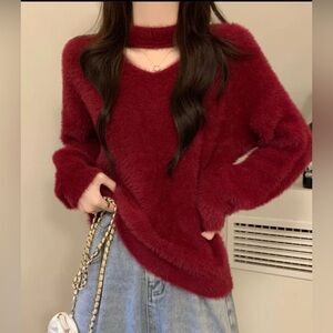 Women Red Sweater One Size